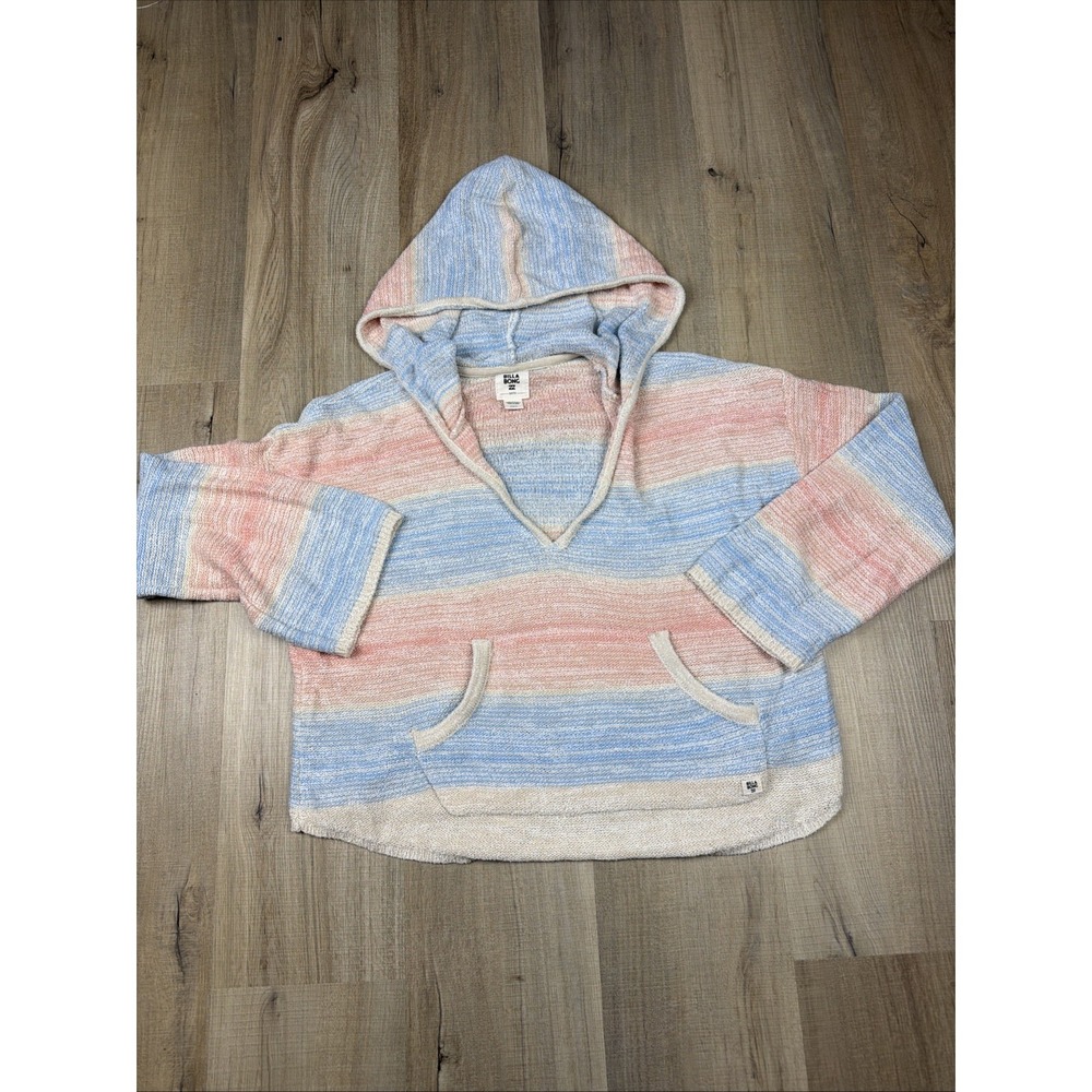 Billabong Baja Hoodie Medium Knit Beach Pullover Surf V Neck Kangaroo Pocket